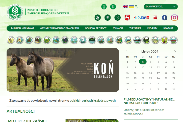 Wygląd portalu parków krajobrazowych województwa lubelskiego ikony